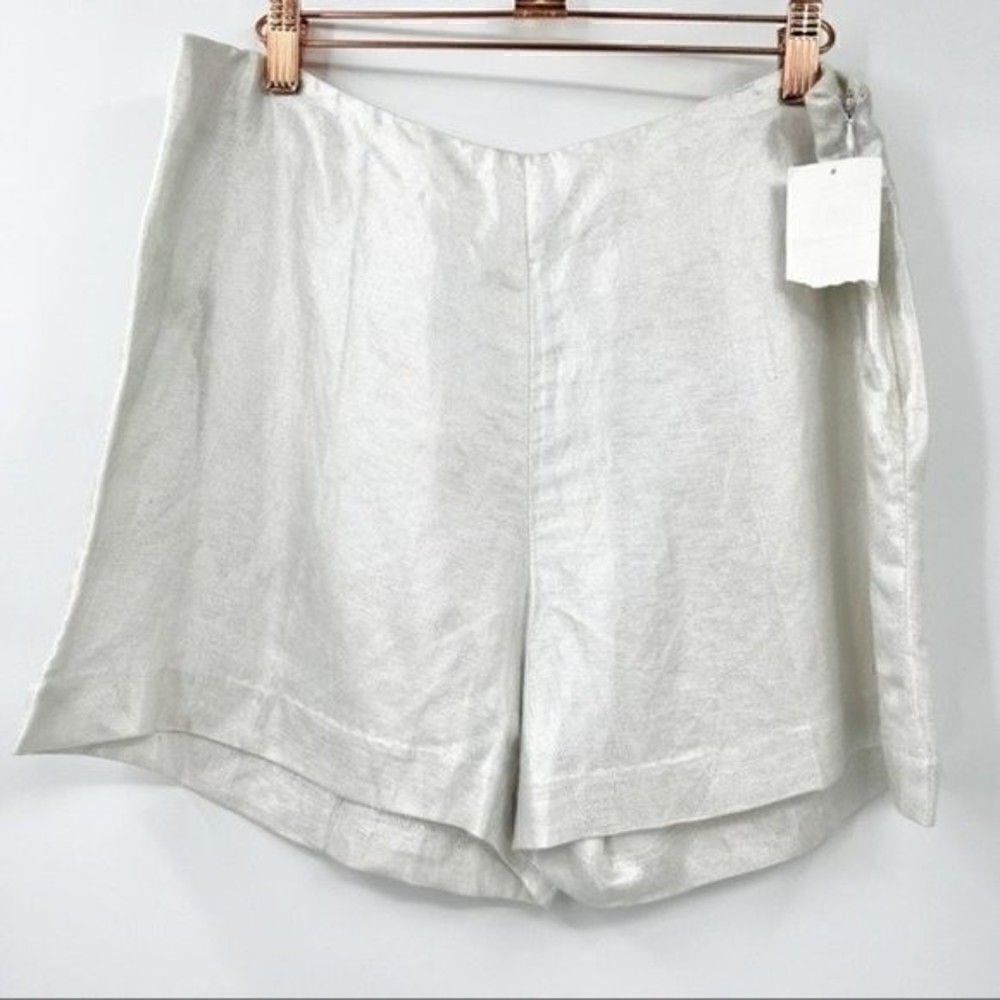 Alberto Makali Shorts Linen silver Metallic shorts high rise size8 BoxF